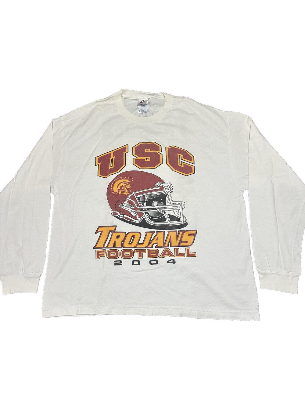 VTG USC Trojans Football Long Sleeve T Shirt 2004 California Reggie Bush White